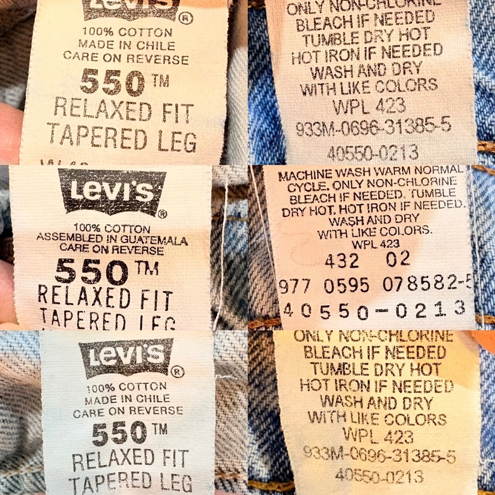 3 Pk Vintage Levis 550 Orange Tab Relaxed Tapered Jeans Light Wash‎ 40x30 Mens - Picture 5 of 11